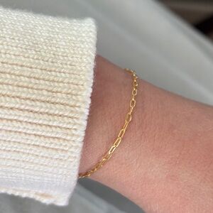 10K Gold Paperclip Chain Bracelet 7.5” 1.5mm Delicate Minimalist Solid Gold